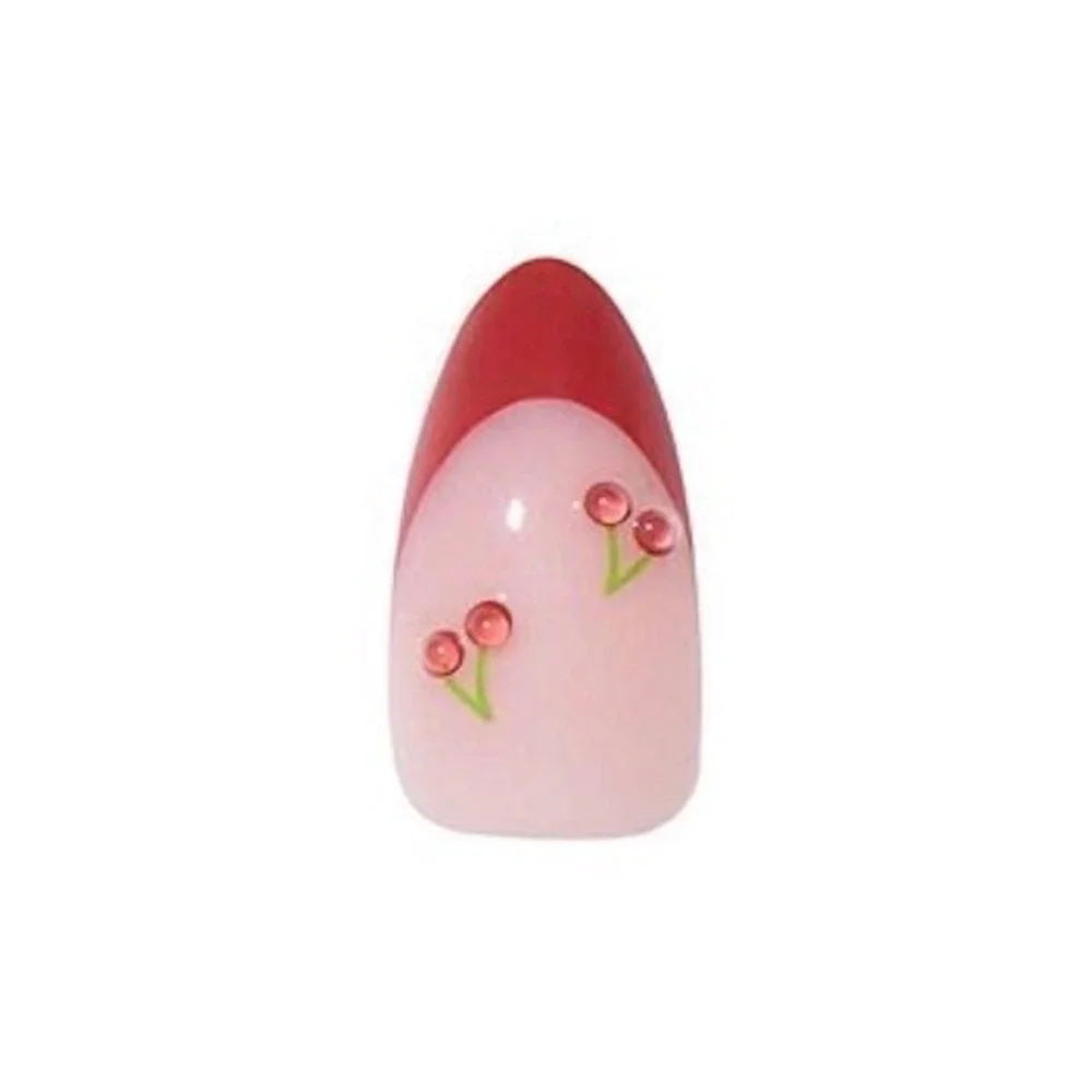 Glamnetic Press On Nails-Cherry Bomb- Red French Tip-Short Almond-32ct